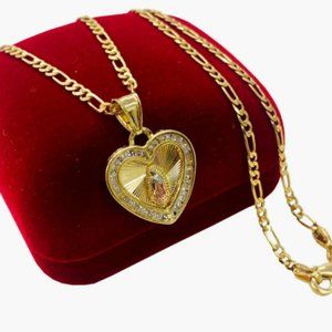 Cadena Tres Oros de la Guadalupe para Mujer 20" Virgen de Guadalupe Necklace GF